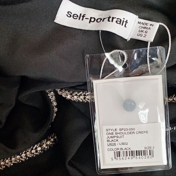 Self-Portrait One shoulder crepe Jumpsuit in black size US2 - Picture 12 of 13